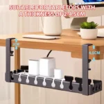Under Desk Cable Management Tray No Drill Iron Power Strip Holder Wire Cord Organizer Clamp Mount for Home Office Desk - Image 3