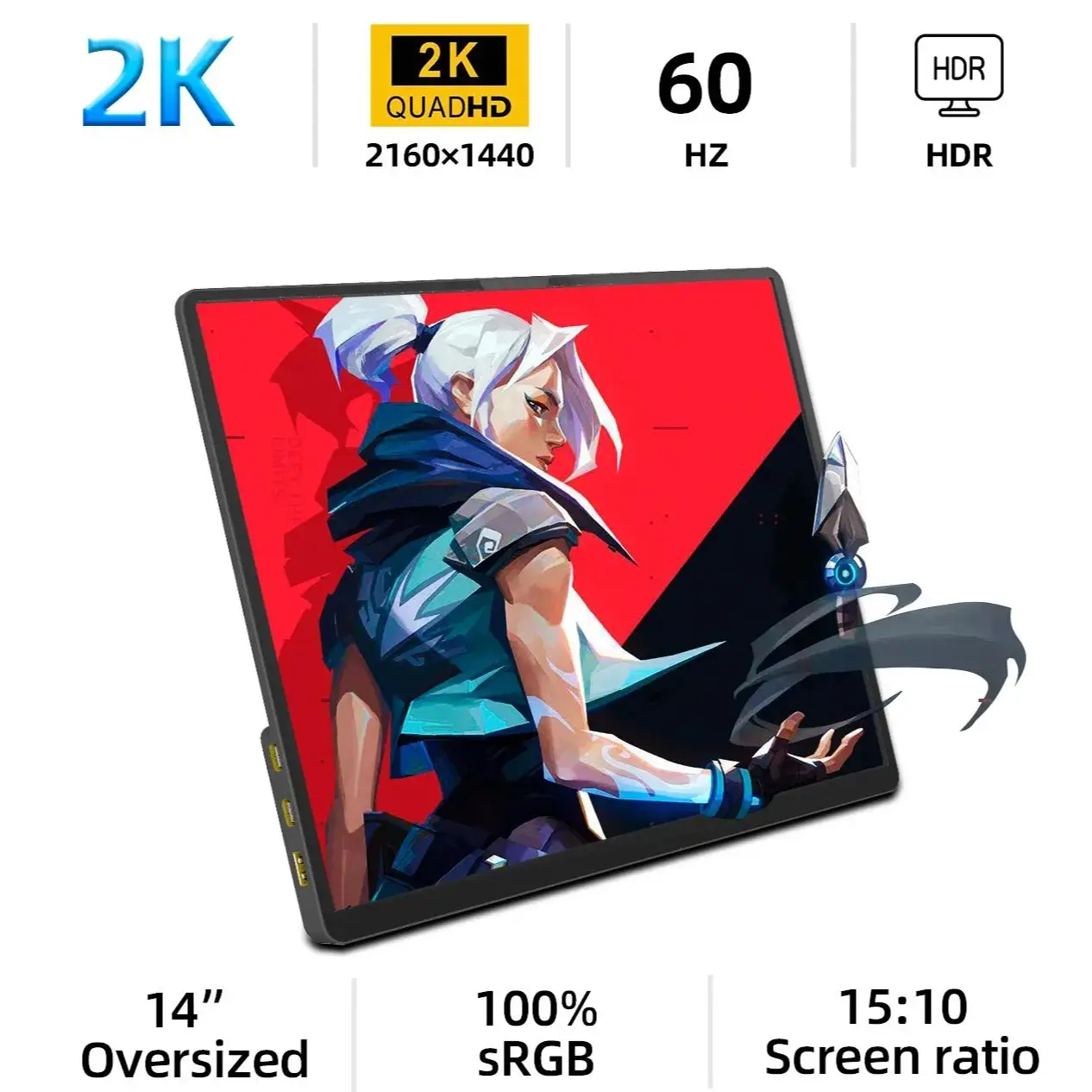 S1ce7d6e37e024c3bb3c418ea83e98dc5Q.webp ZSUS 2160*1440 14-inch 2K Portable Monitor 60HZ For Laptop XBox PS4 / 5 Switch TV Box Cell Phone PC Extension Mobile - Image 1