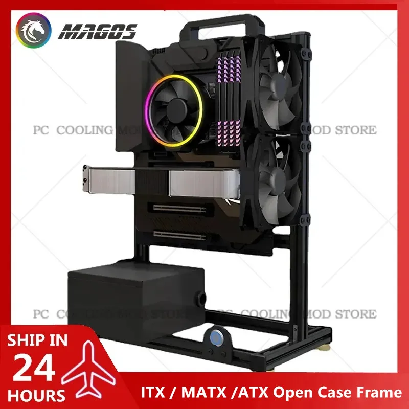 S3645ff9d2a3e4c7796ac2a0f311b2dccN.webp Aluminum Fully Open Case Frame Support ITX / MATX /ATX Motherboard,Vertical Computer Housing PC Water Cooling Gamer DIY Cabinet - Image 1