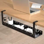 Under Desk Cable Management Tray No Drill Iron Power Strip Holder Wire Cord Organizer Clamp Mount for Home Office Desk