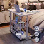 이동식 사이드 테이블 높이조절 책상 Mobile Bedside Table, Household Lifting Computer Desk - Simple Double-layer Small Office Desk -80x40 - Image 4