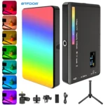 LED RGB Camera Light Full Color Output Video Light Kit Dimmable 2500K-9000K Bi-Color Panel Light CRI 95+ Rechargeable 3300mAh