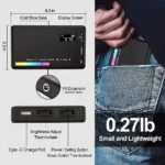 LED RGB Camera Light Full Color Output Video Light Kit Dimmable 2500K-9000K Bi-Color Panel Light CRI 95+ Rechargeable 3300mAh - Image 3